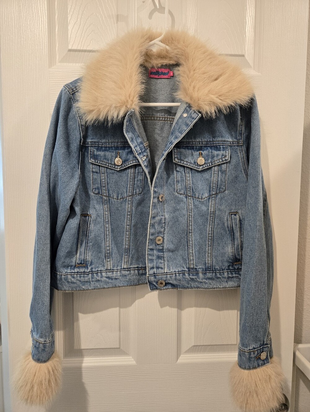 Edikted Faux Fur Jean jacket sz M